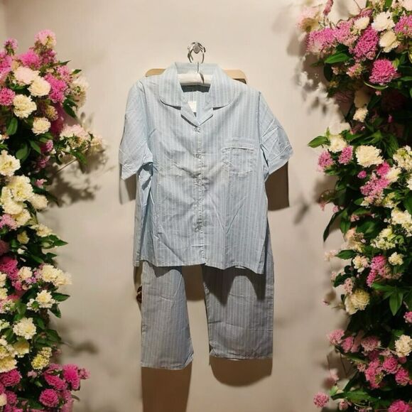 SABRINA By Mervyn's 2 pc Pajama Set Top & Pants Womens XL Stripe Floral NWT - Picture 1 of 14